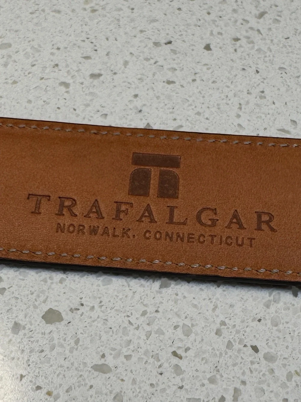 Trafalgar Dark Brown Cortina Leather Belt Square Solid Brass Buckle 38